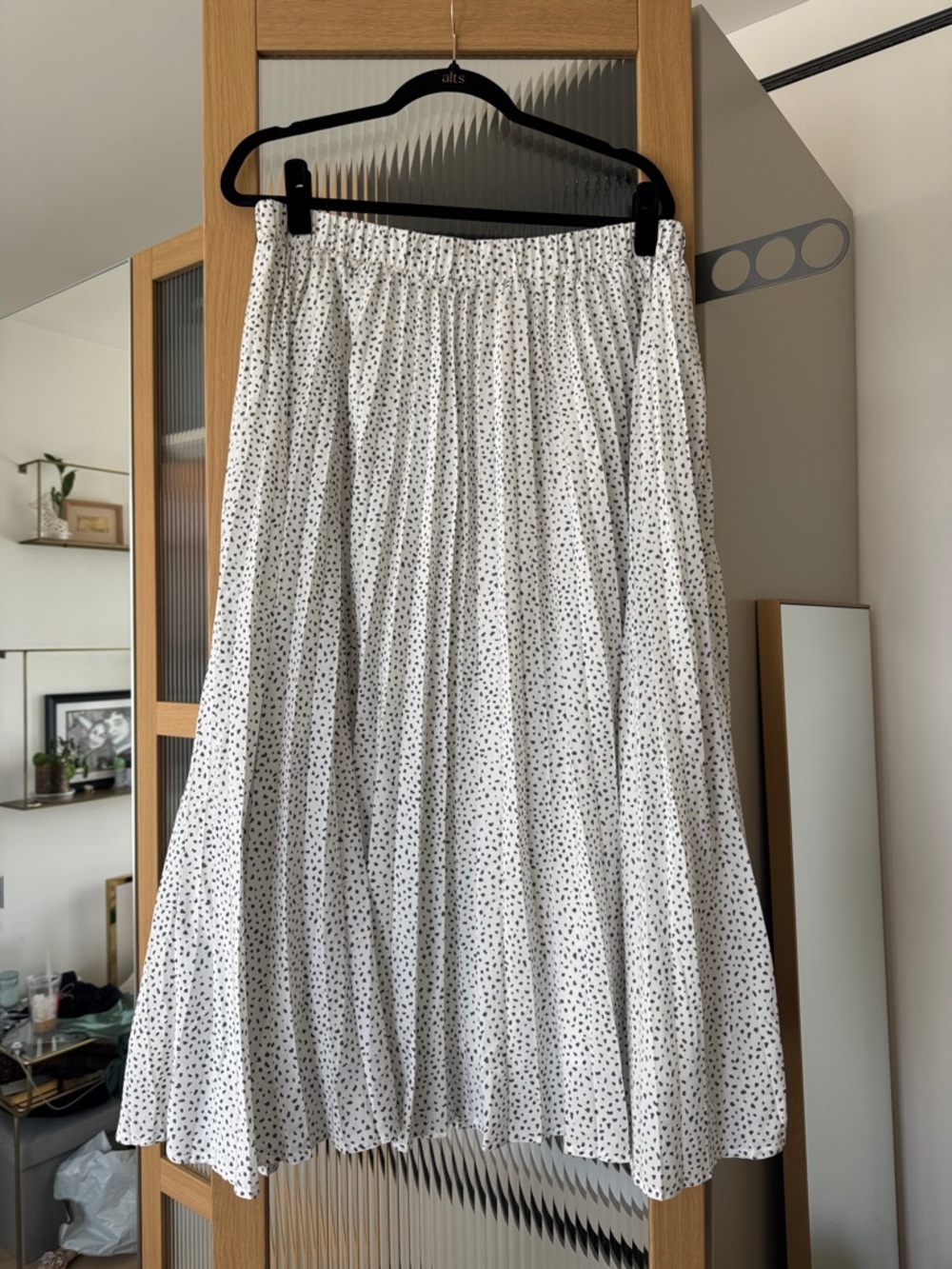 Target a new day White and Black Polka Dot A-Line Midi Skirt